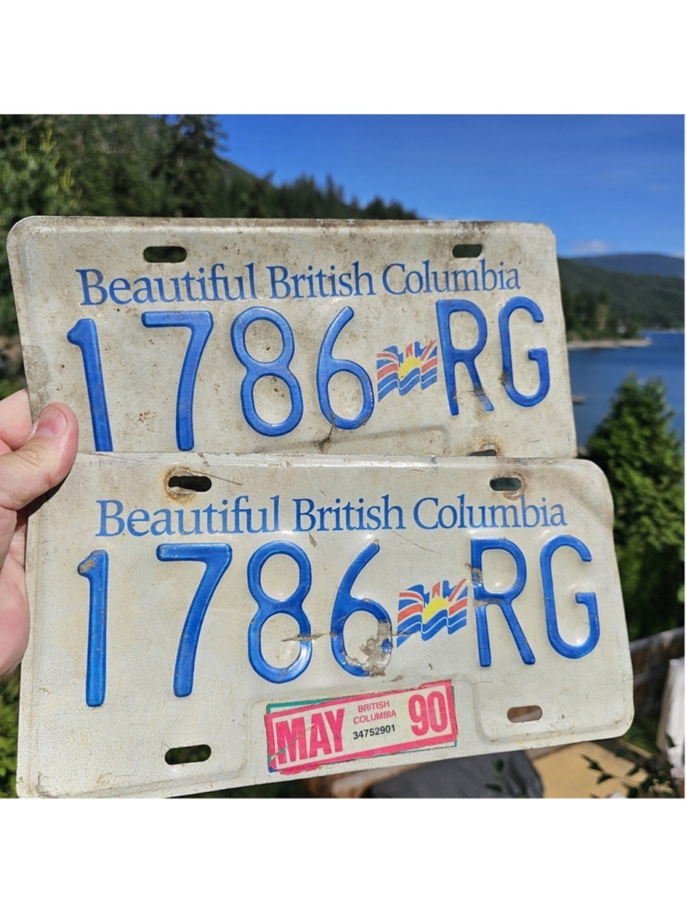 Pair Vintage BC British Columbia Truck License Plates 1786 RG **Redneck Garage**